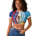 Custom Argentina and Cabo Verde Football 2026 Raglan Cropped T shirt La Albiceleste Tubaroes Azuis Together
