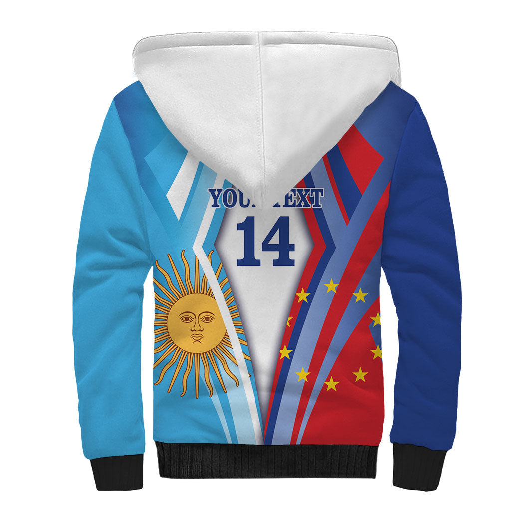 Custom Argentina and Cabo Verde Football 2026 Sherpa Hoodie La Albiceleste Tubaroes Azuis Together