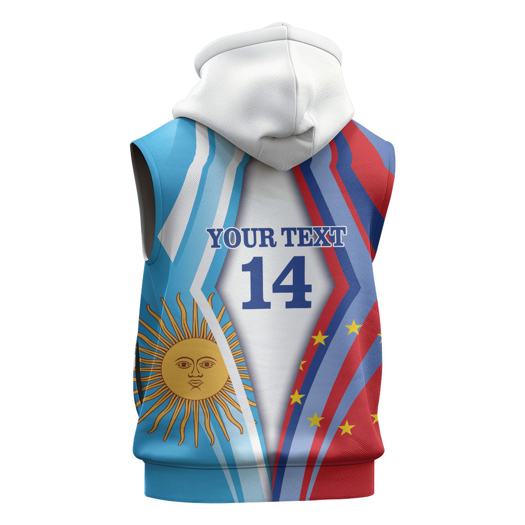 Custom Argentina and Cabo Verde Football 2026 Sleeveless Zip Hoodie La Albiceleste Tubaroes Azuis Together