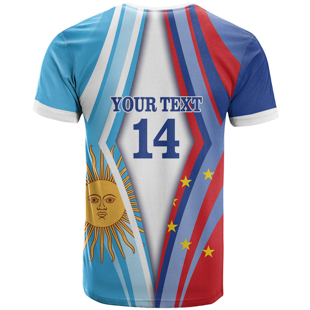 Custom Argentina and Cabo Verde Football 2026 T shirt La Albiceleste Tubaroes Azuis Together
