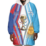 Custom Argentina and Cabo Verde Football 2026 Wearable Blanket Hoodie La Albiceleste Tubaroes Azuis Together