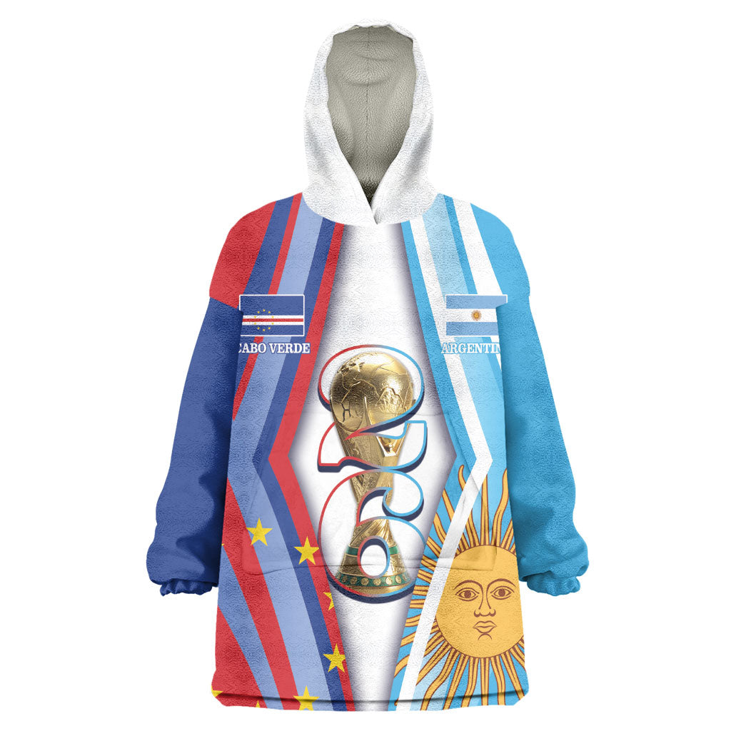 Custom Argentina and Cabo Verde Football 2026 Wearable Blanket Hoodie La Albiceleste Tubaroes Azuis Together