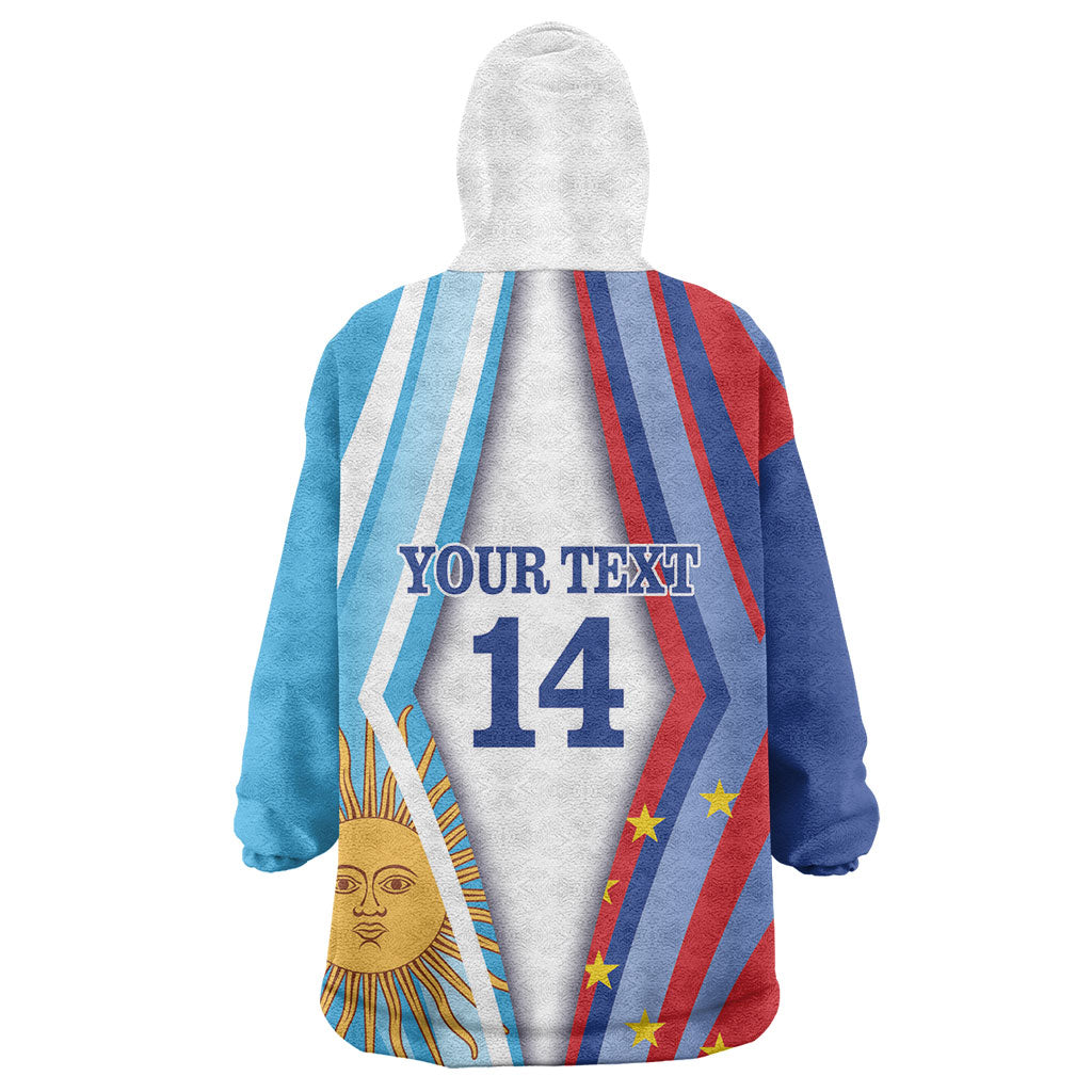 Custom Argentina and Cabo Verde Football 2026 Wearable Blanket Hoodie La Albiceleste Tubaroes Azuis Together