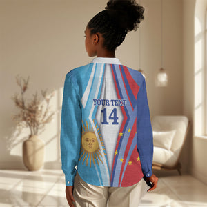 Custom Argentina and Cabo Verde Football 2026 Women Casual Shirt La Albiceleste Tubaroes Azuis Together