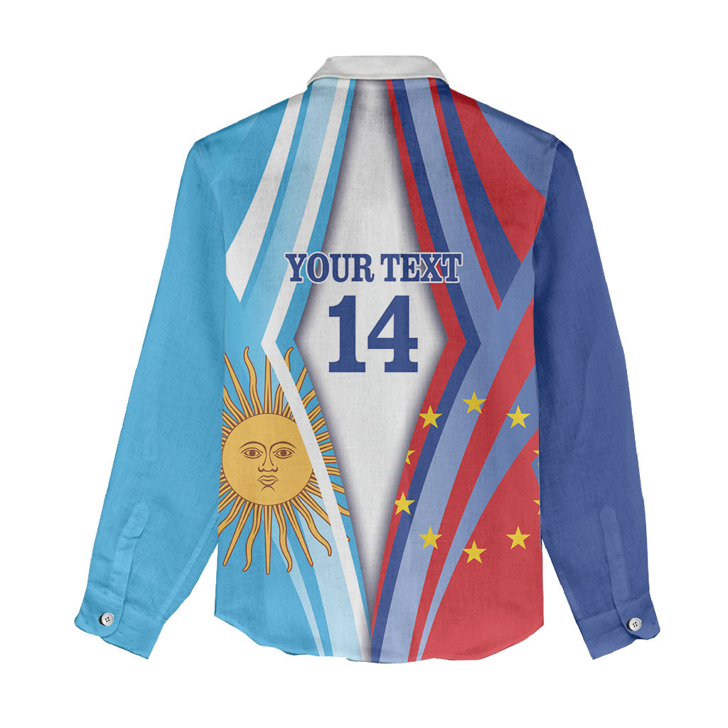 Custom Argentina and Cabo Verde Football 2026 Women Casual Shirt La Albiceleste Tubaroes Azuis Together