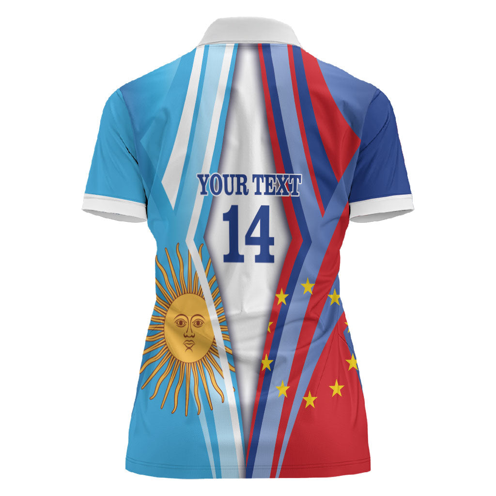 Custom Argentina and Cabo Verde Football 2026 Women Polo Shirt La Albiceleste Tubaroes Azuis Together