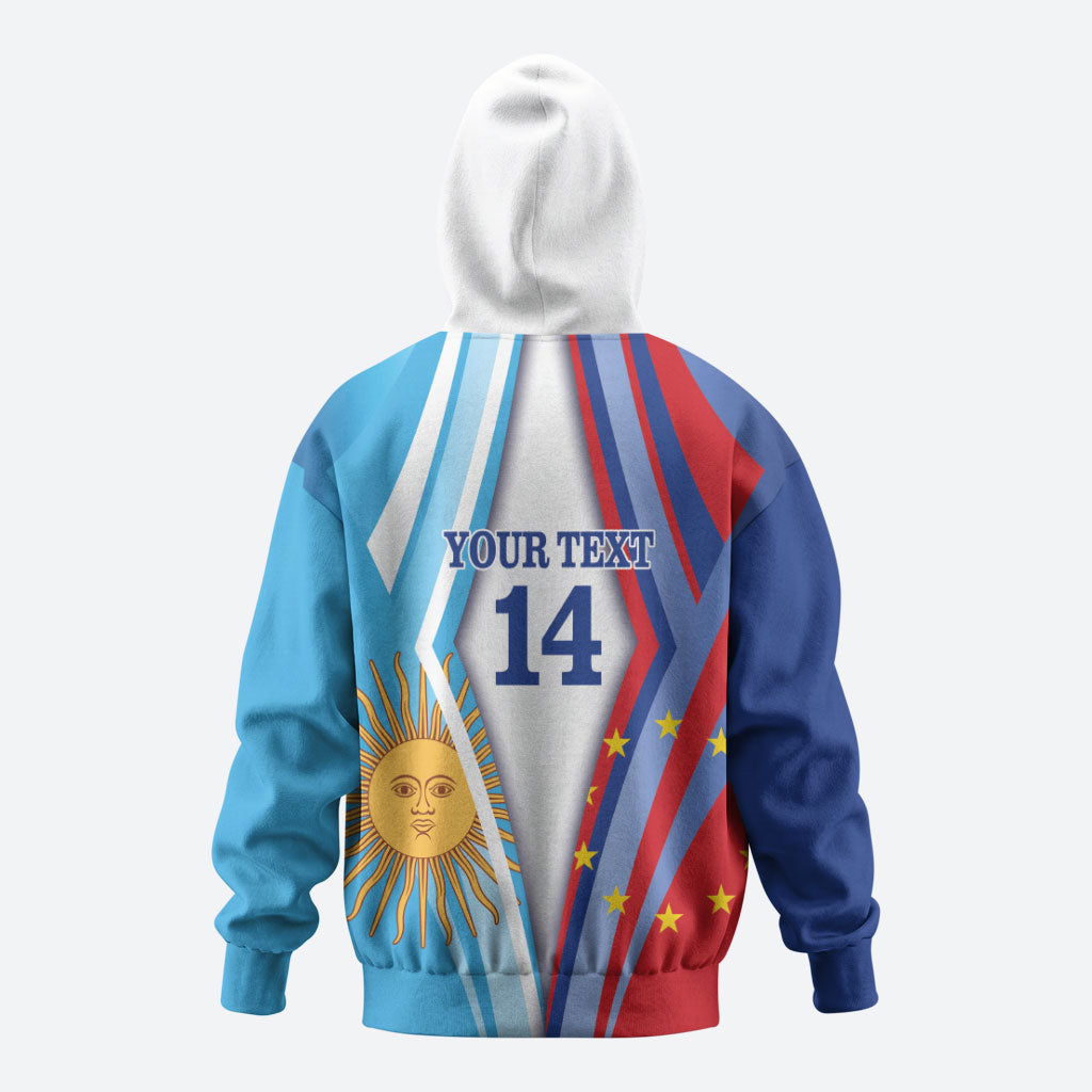 Custom Argentina and Cabo Verde Football 2026 Zip Hoodie La Albiceleste Tubaroes Azuis Together