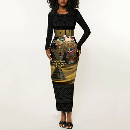 African Nations 2026 World Football Custom Long Sleeve Bodycon Dress We All Make History