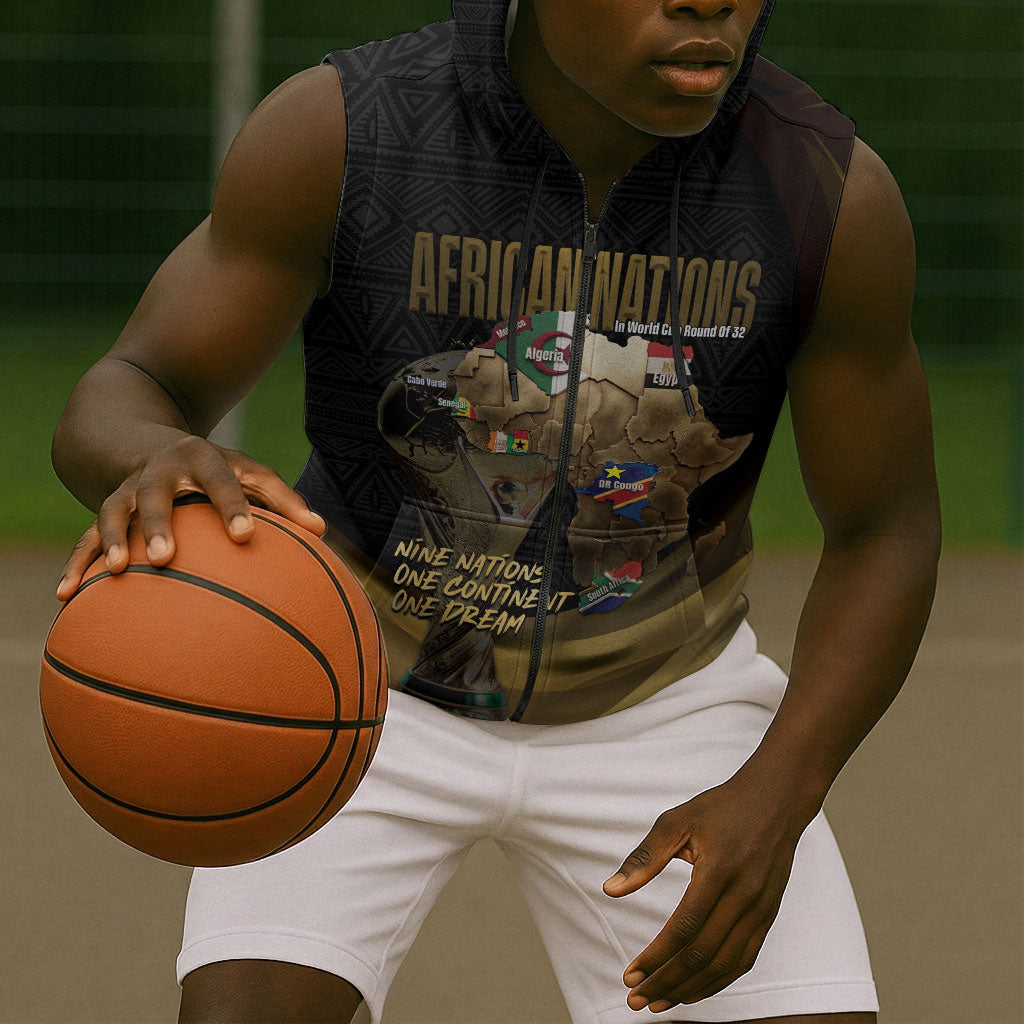 African Nations 2026 World Football Custom Sleeveless Zip Hoodie We All Make History
