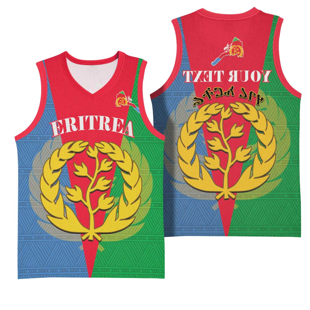 Personalised Eritrea Basketball Jersey Eritrean Map Mix African Pattern Simple Style - African Pride