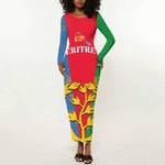 Personalised Eritrea Long Sleeve Bodycon Dress Eritrean Map Mix African Pattern Simple Style LT14