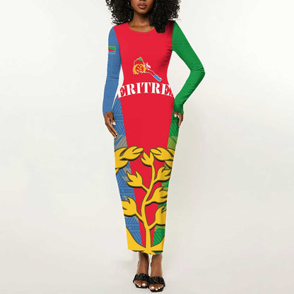 Personalised Eritrea Long Sleeve Bodycon Dress Eritrean Map Mix African Pattern Simple Style LT14