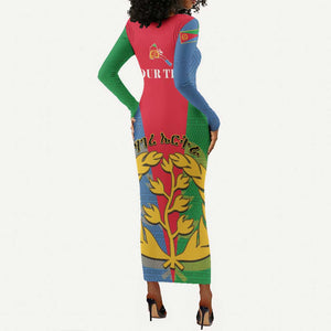 Personalised Eritrea Long Sleeve Bodycon Dress Eritrean Map Mix African Pattern Simple Style LT14