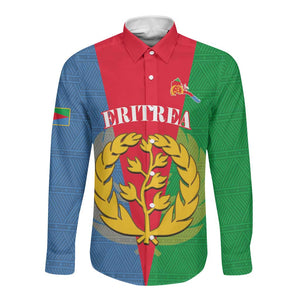 Personalised Eritrea Long Sleeve Button Shirt Eritrean Map Mix African Pattern Simple Style