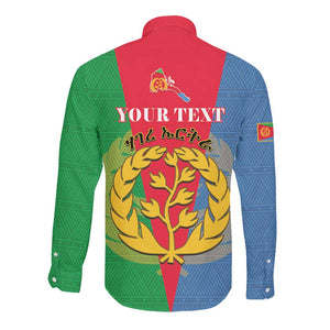 Personalised Eritrea Long Sleeve Button Shirt Eritrean Map Mix African Pattern Simple Style