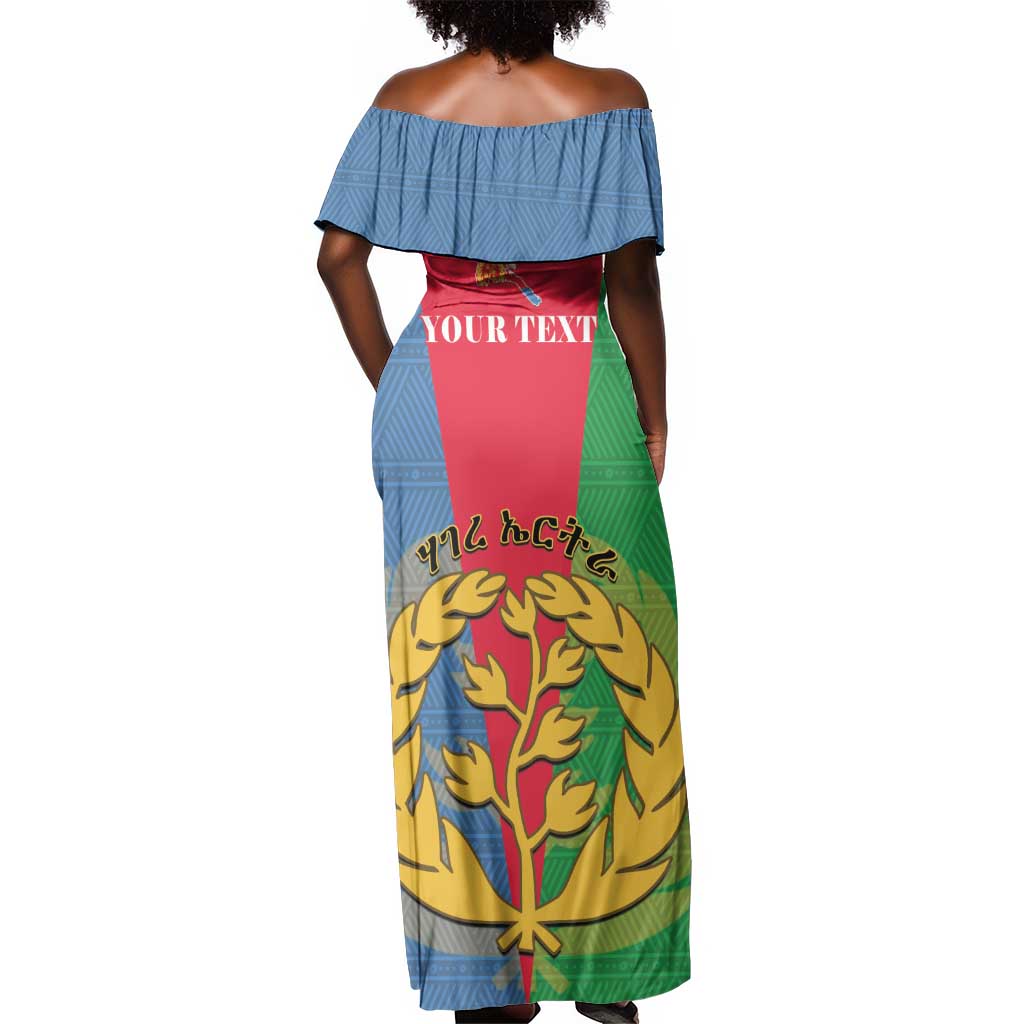 Personalised Eritrea Off Shoulder Maxi Dress Eritrean Map Mix African Pattern Simple Style
