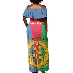 Personalised Eritrea Off Shoulder Maxi Dress Eritrean Map Mix African Pattern Simple Style