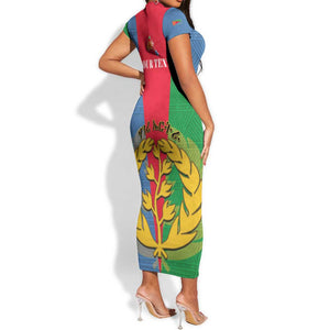 Personalised Eritrea Short Sleeve Bodycon Dress Eritrean Map Mix African Pattern Simple Style LT14