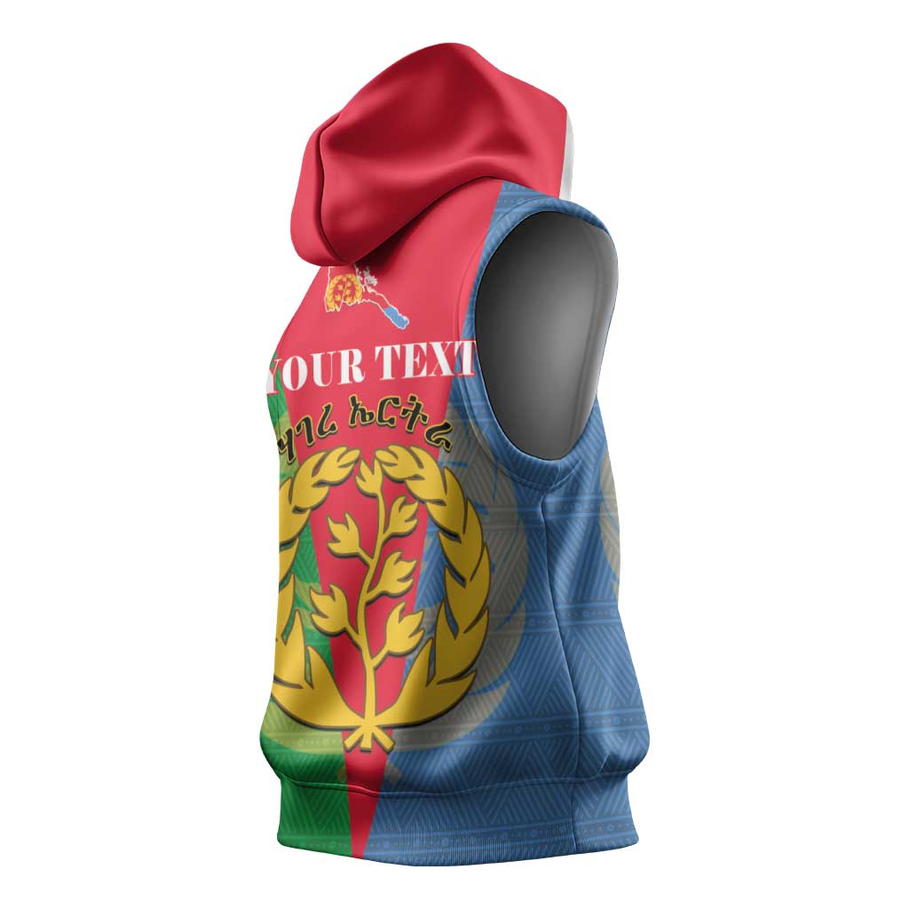 Personalised Eritrea Sleeveless Hoodie Eritrean Map Mix African Pattern Simple Style - African Pride