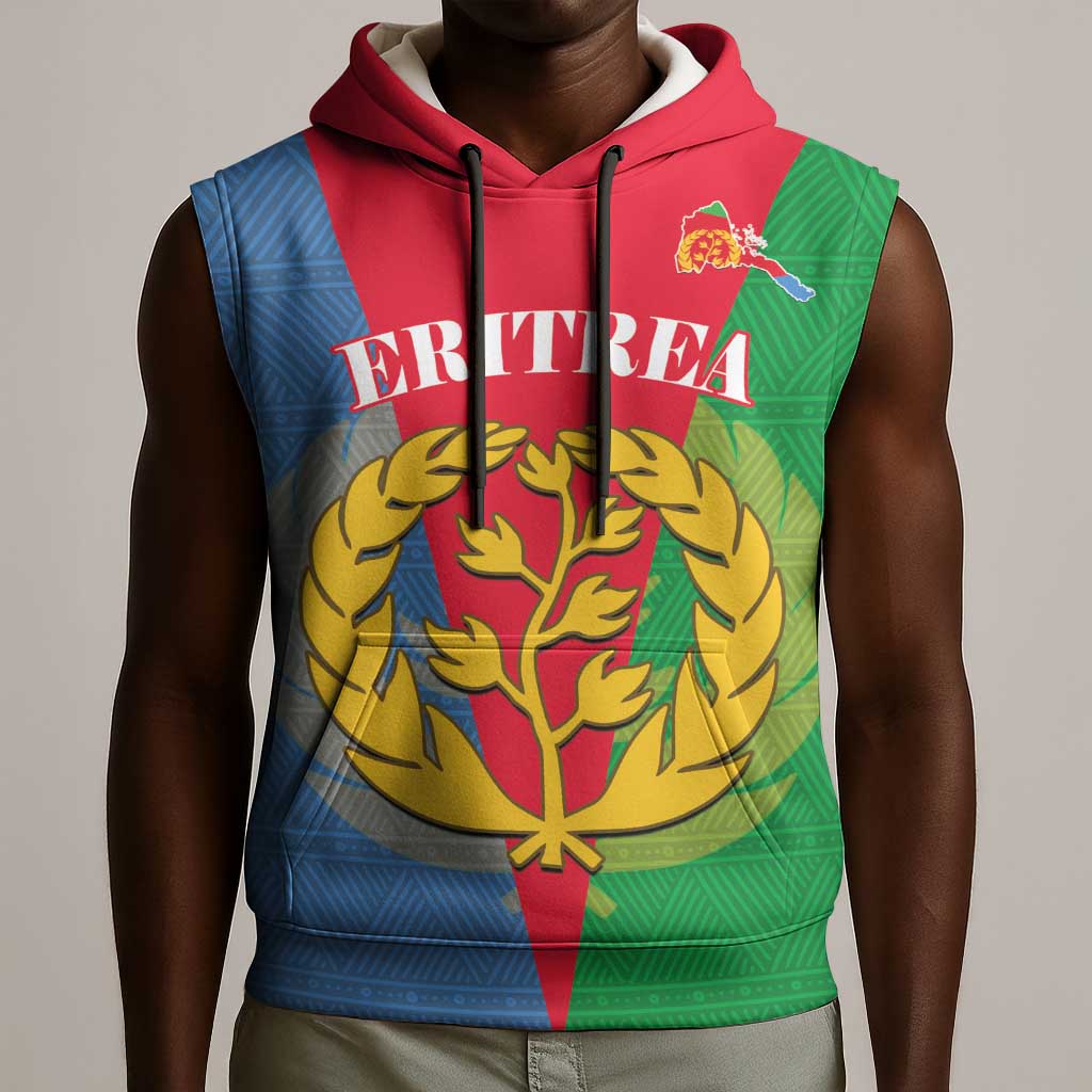 Personalised Eritrea Sleeveless Hoodie Eritrean Map Mix African Pattern Simple Style - African Pride