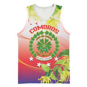 Personalized Comoros Basketball Jersey Coat Of Arms Mix Ylang Ylang Flower - African Pride
