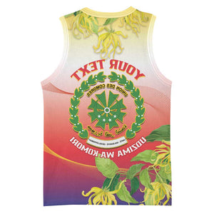 Personalized Comoros Basketball Jersey Coat Of Arms Mix Ylang Ylang Flower - African Pride