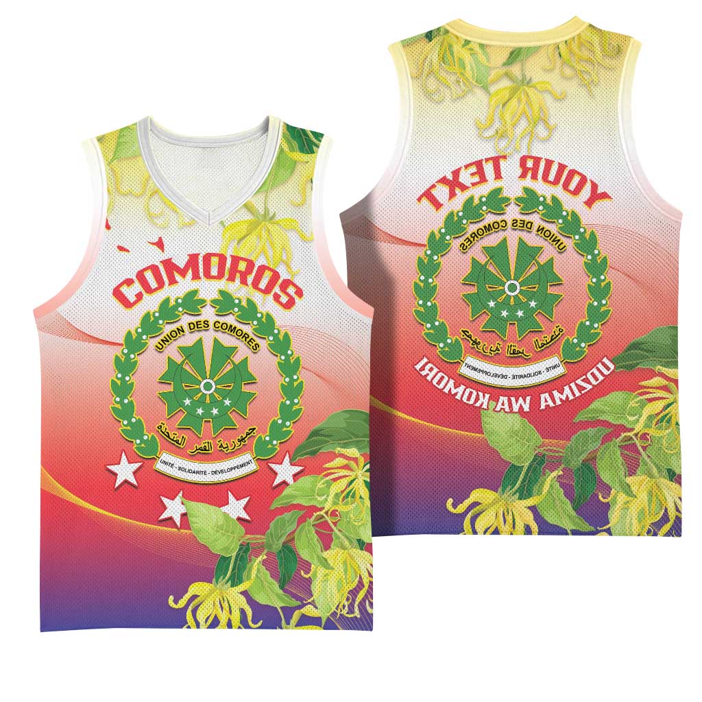 Personalized Comoros Basketball Jersey Coat Of Arms Mix Ylang Ylang Flower - African Pride