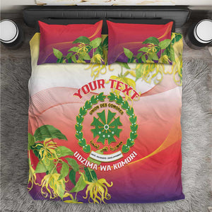 Personalized Comoros Bedding Set Coat Of Arms Mix Ylang Ylang Flower
