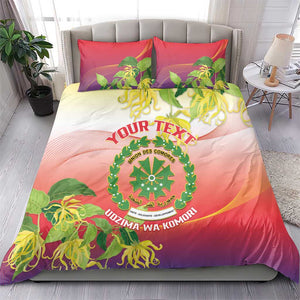Personalized Comoros Bedding Set Coat Of Arms Mix Ylang Ylang Flower