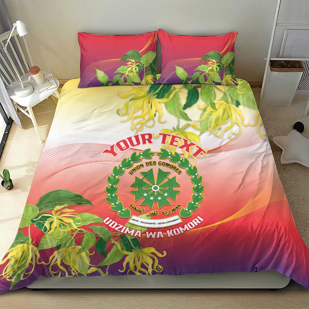 Personalized Comoros Bedding Set Coat Of Arms Mix Ylang Ylang Flower