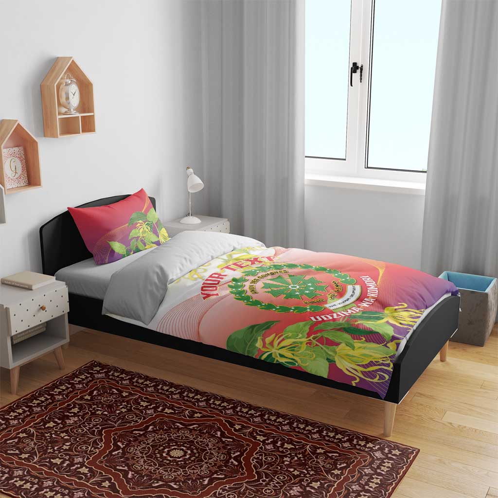 Personalized Comoros Bedding Set Coat Of Arms Mix Ylang Ylang Flower
