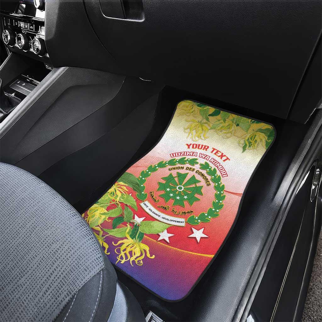 Personalized Comoros Car Mats Coat Of Arms Mix Ylang Ylang Flower