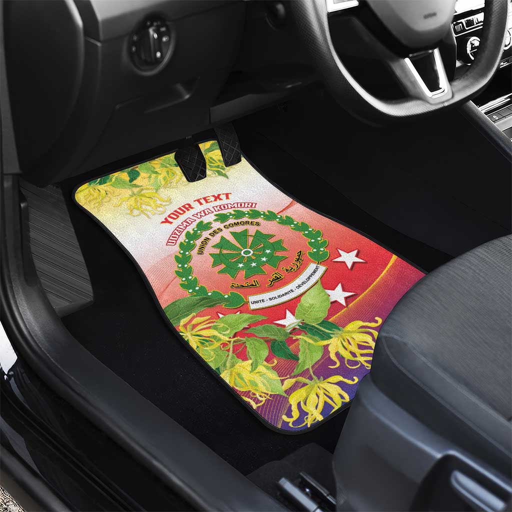 Personalized Comoros Car Mats Coat Of Arms Mix Ylang Ylang Flower