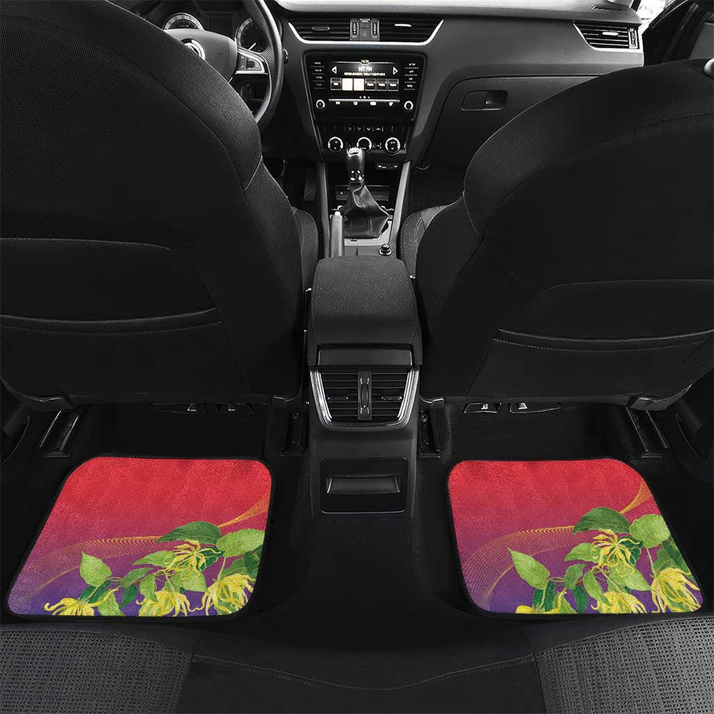 Personalized Comoros Car Mats Coat Of Arms Mix Ylang Ylang Flower