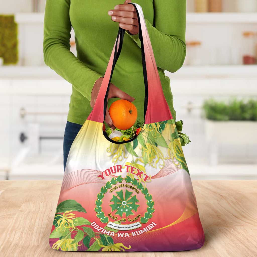 Personalized Comoros Grocery Bag Coat Of Arms Mix Ylang Ylang Flower