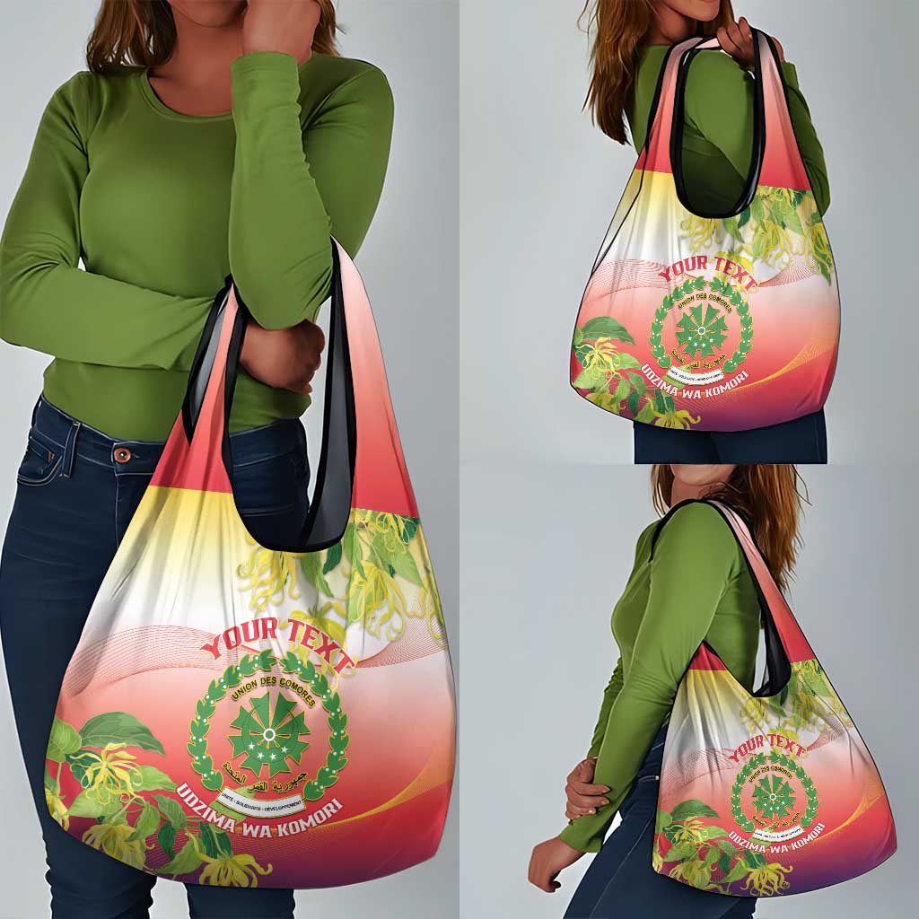 Personalized Comoros Grocery Bag Coat Of Arms Mix Ylang Ylang Flower