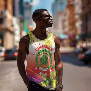Personalized Comoros Men Tank Top Coat Of Arms Mix Ylang Ylang Flower