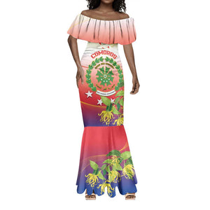 Personalized Comoros Mermaid Dress Coat Of Arms Mix Ylang Ylang Flower