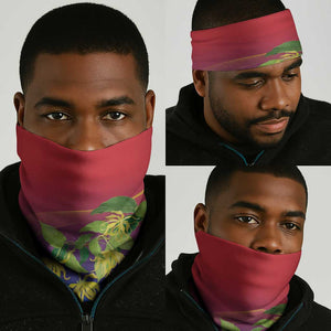 Comoros Neck Gaiter Coat Of Arms Mix Ylang Ylang Flower - African Pride