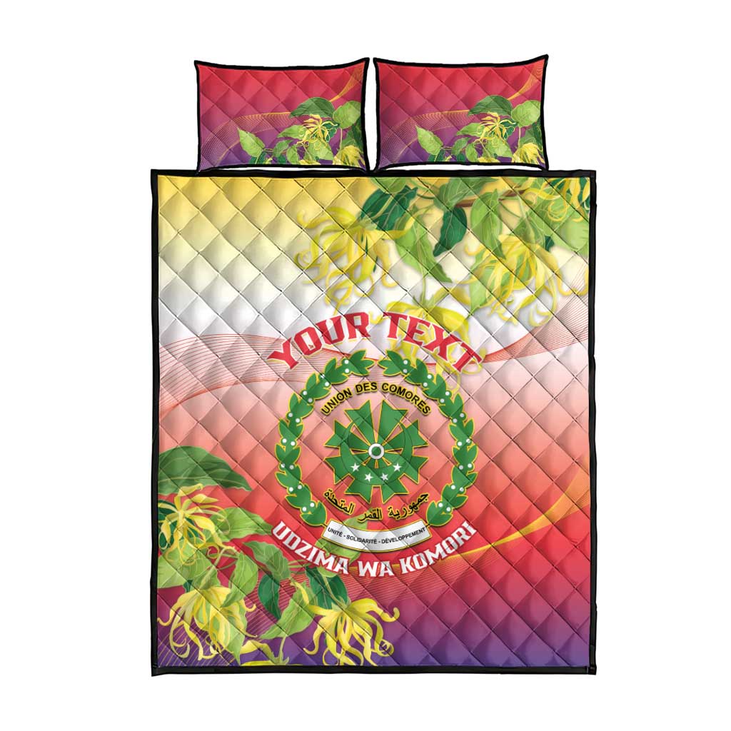 Personalized Comoros Quilt Bed Set Coat Of Arms Mix Ylang Ylang Flower