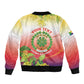 Personalized Comoros Sleeve Zip Bomber Jacket Coat Of Arms Mix Ylang Ylang Flower