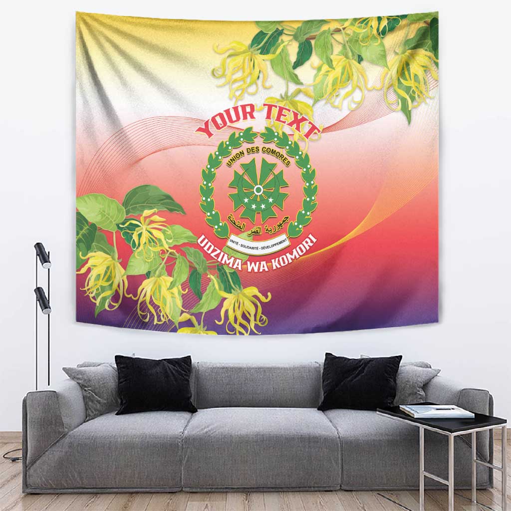 Personalized Comoros Tapestry Coat Of Arms Mix Ylang Ylang Flower