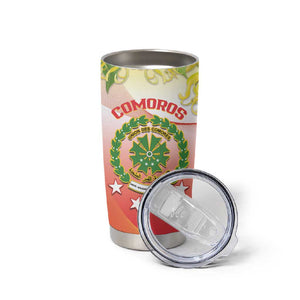Personalized Comoros Tumbler Cup Coat Of Arms Mix Ylang Ylang Flower