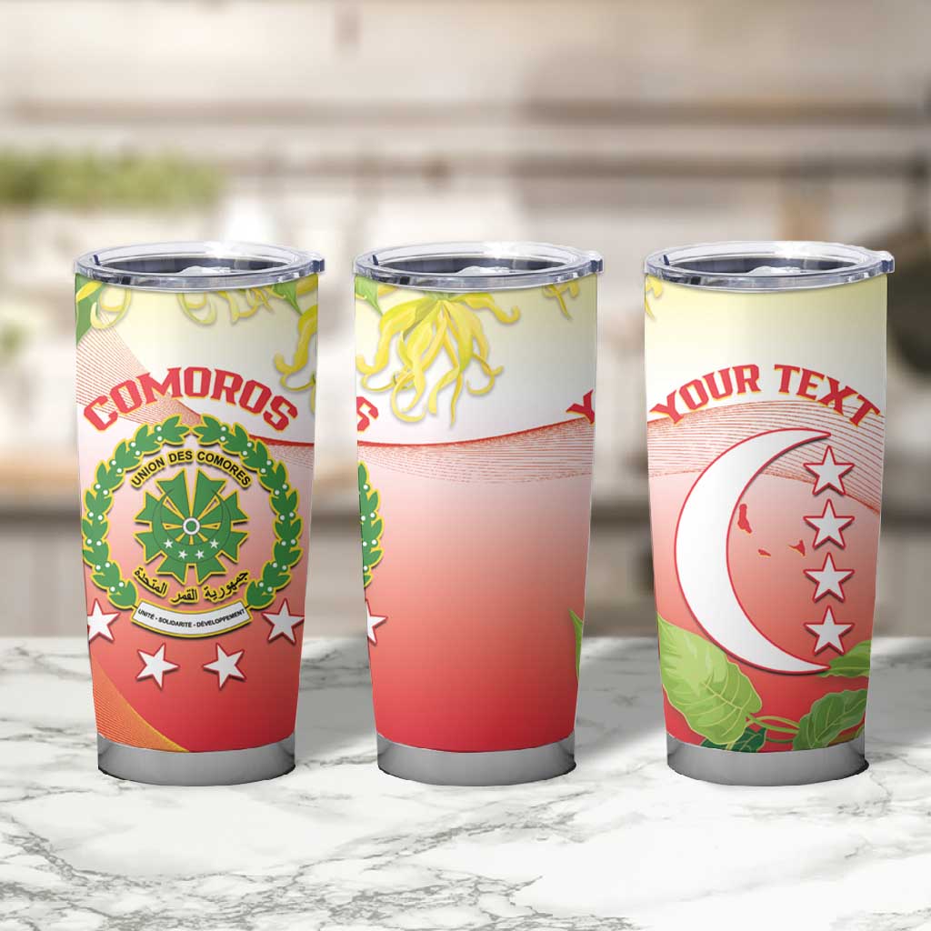Personalized Comoros Tumbler Cup Coat Of Arms Mix Ylang Ylang Flower