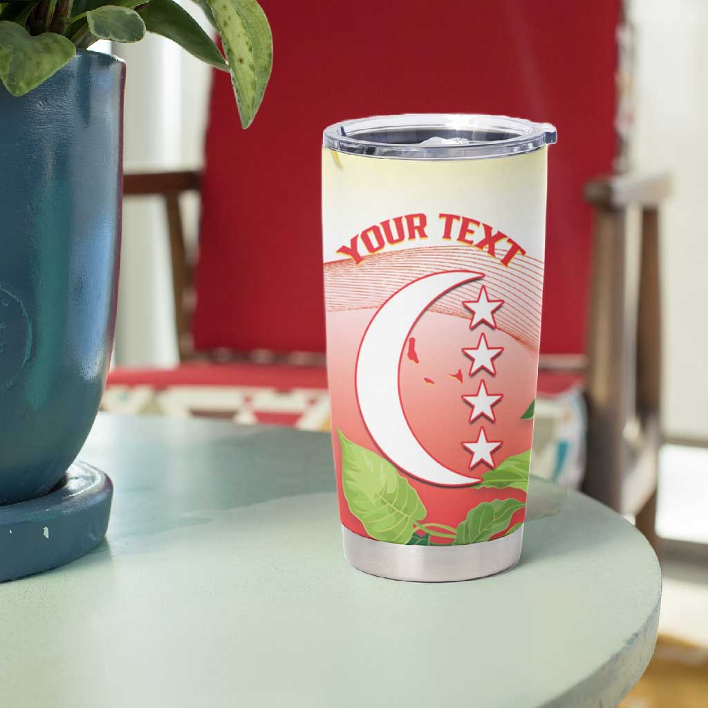 Personalized Comoros Tumbler Cup Coat Of Arms Mix Ylang Ylang Flower