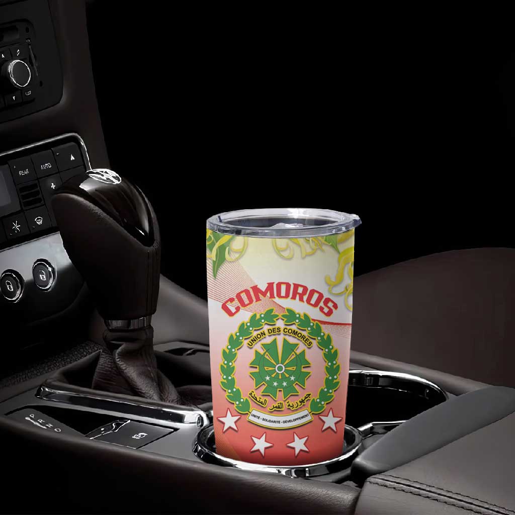 Personalized Comoros Tumbler Cup Coat Of Arms Mix Ylang Ylang Flower