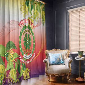 Personalized Comoros Window Curtain Coat Of Arms Mix Ylang Ylang Flower