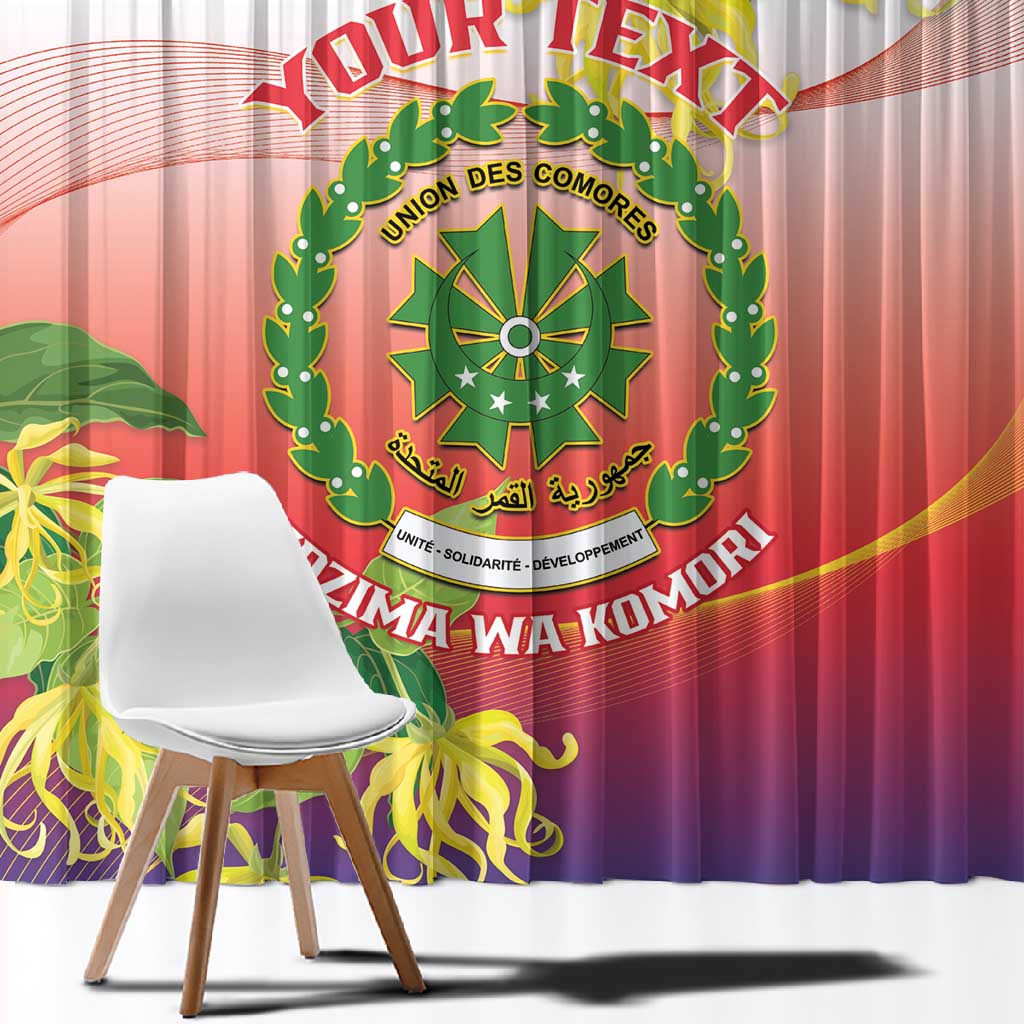 Personalized Comoros Window Curtain Coat Of Arms Mix Ylang Ylang Flower