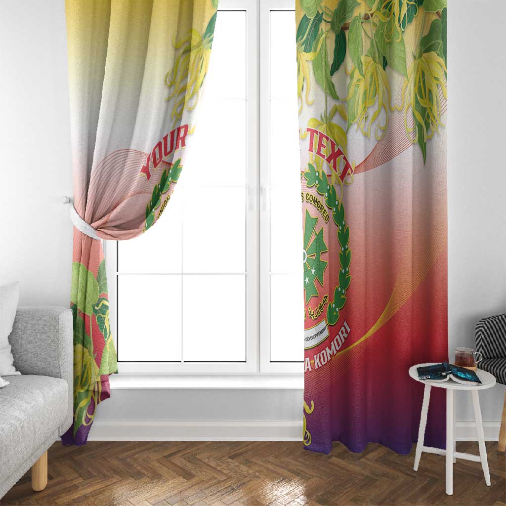 Personalized Comoros Window Curtain Coat Of Arms Mix Ylang Ylang Flower