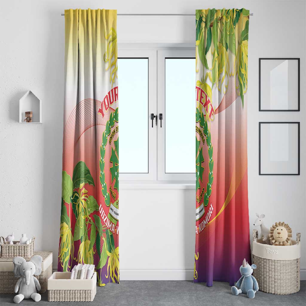 Personalized Comoros Window Curtain Coat Of Arms Mix Ylang Ylang Flower